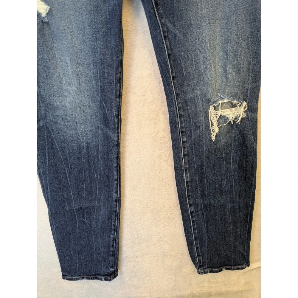 Express‎ Slim Straight Jeans Men's 34x34 Blue Distressed Button Fly Denim